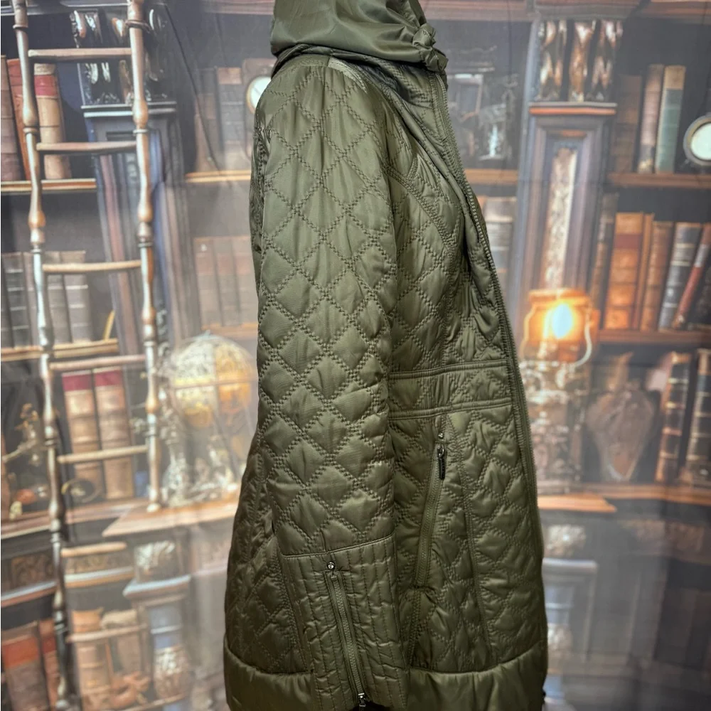 Laundry By Shelli Segal Quilted Hunter Green Puffer Coat‎ - Picture 3 of 10